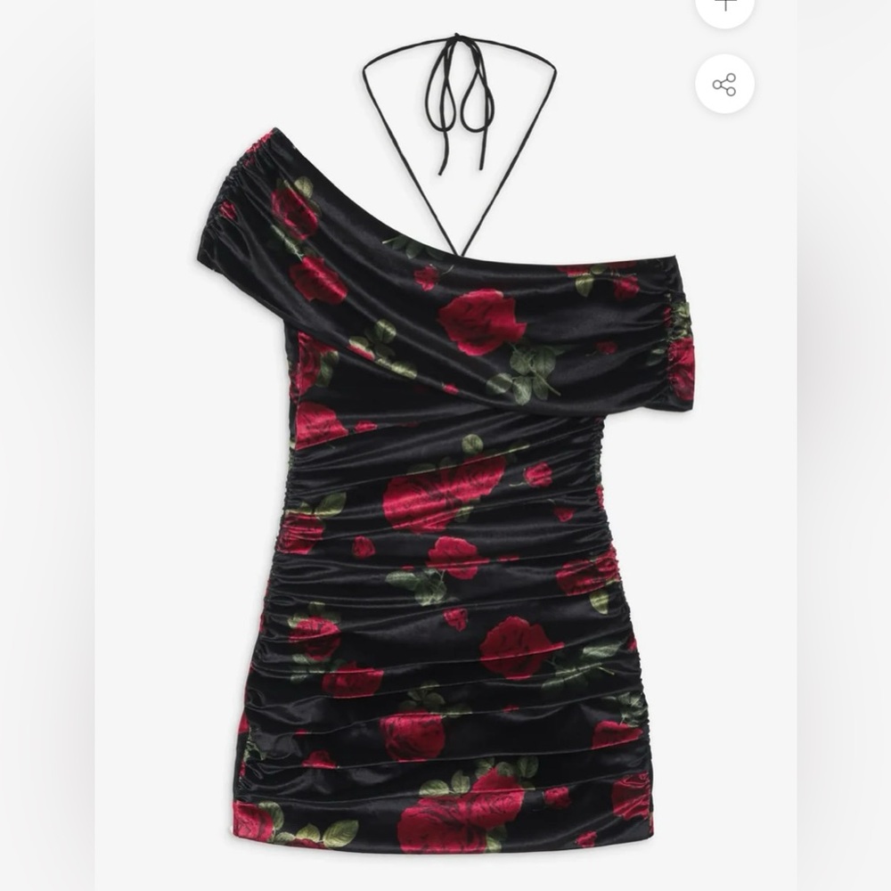 For Love & Lemons | Bianca Mini Dress Black Red Floral Velvet Size M - Like New - Picture 7 of 16